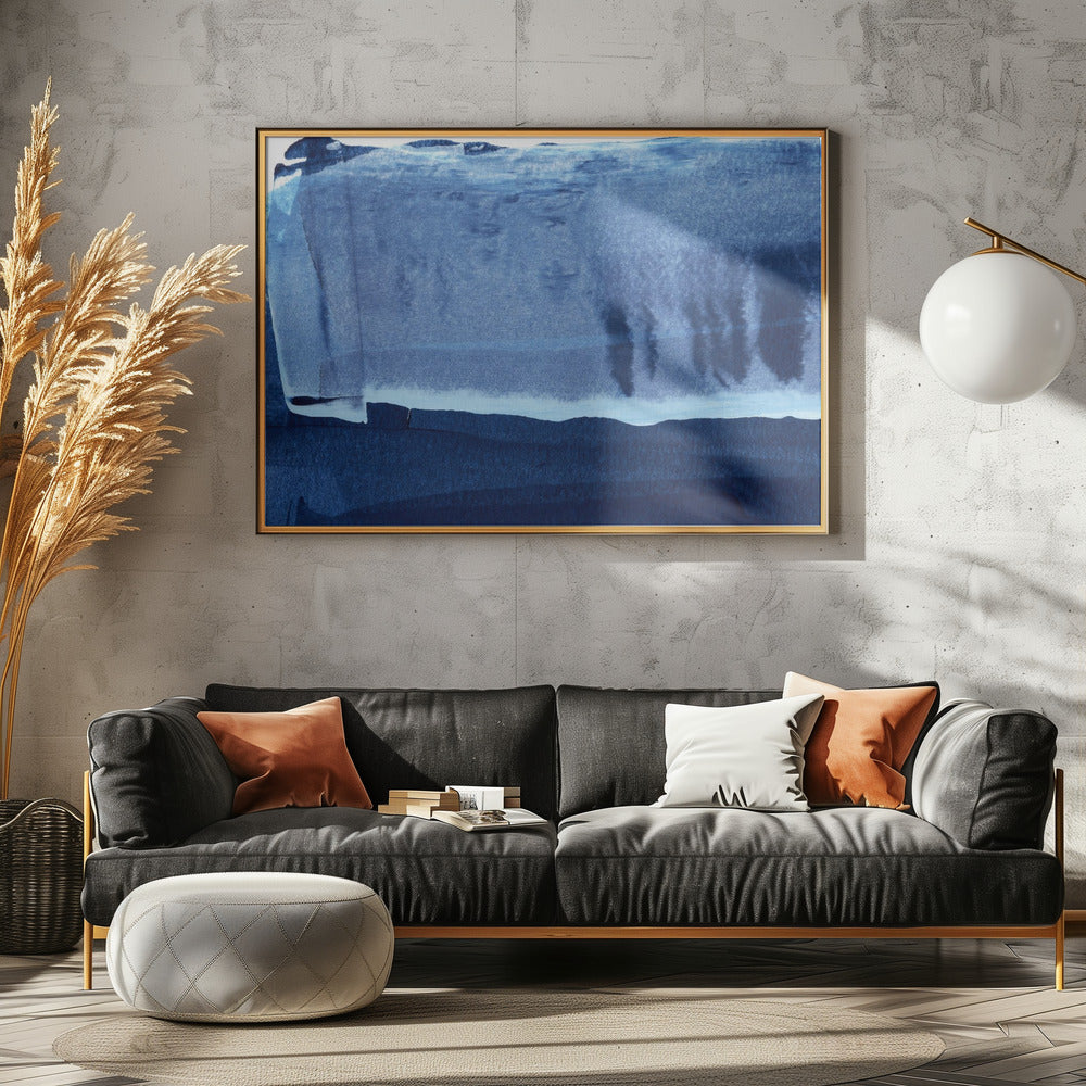 Blue Texture Flowing Vertical Lines | Poster