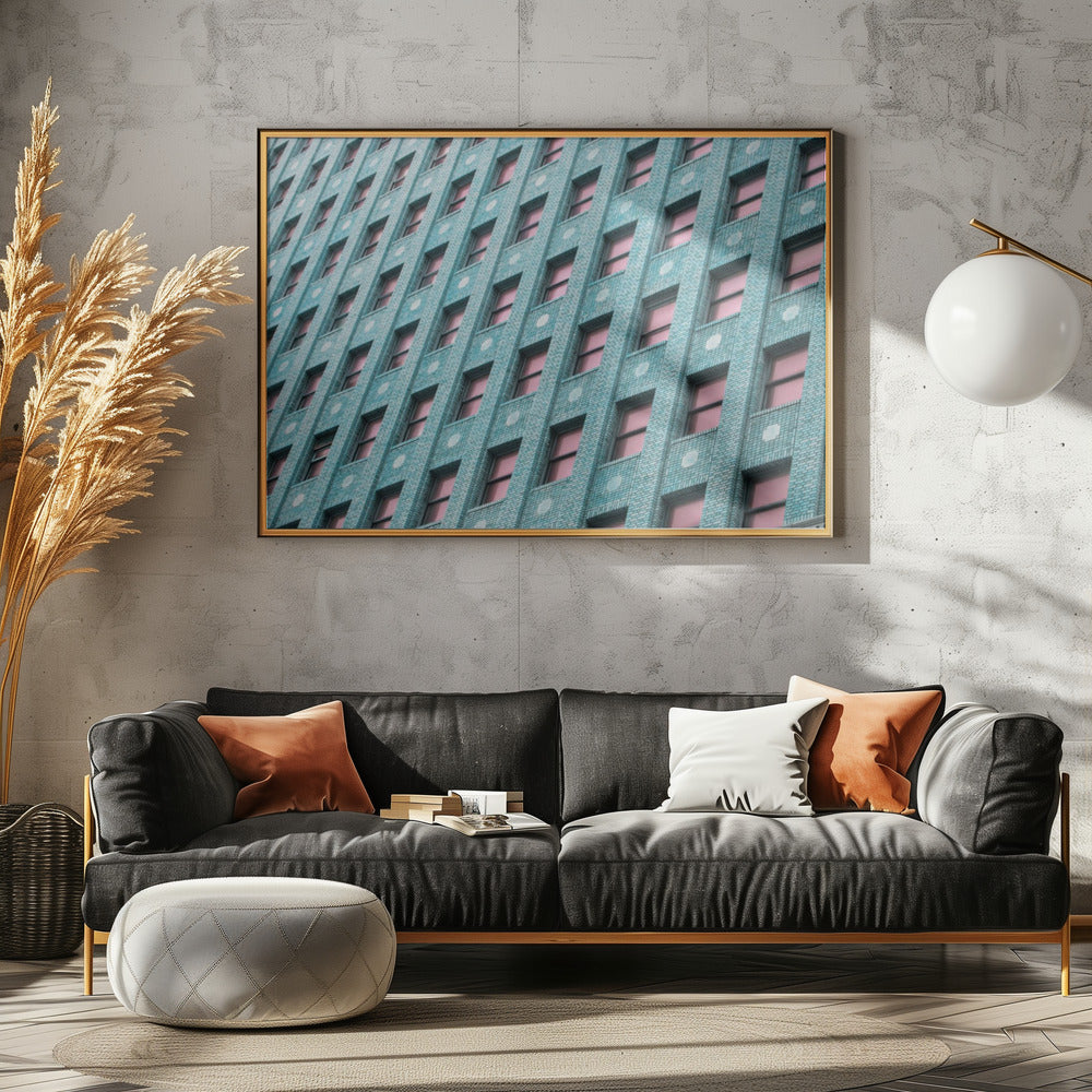 Brick Building with Pink Windows | Canvas