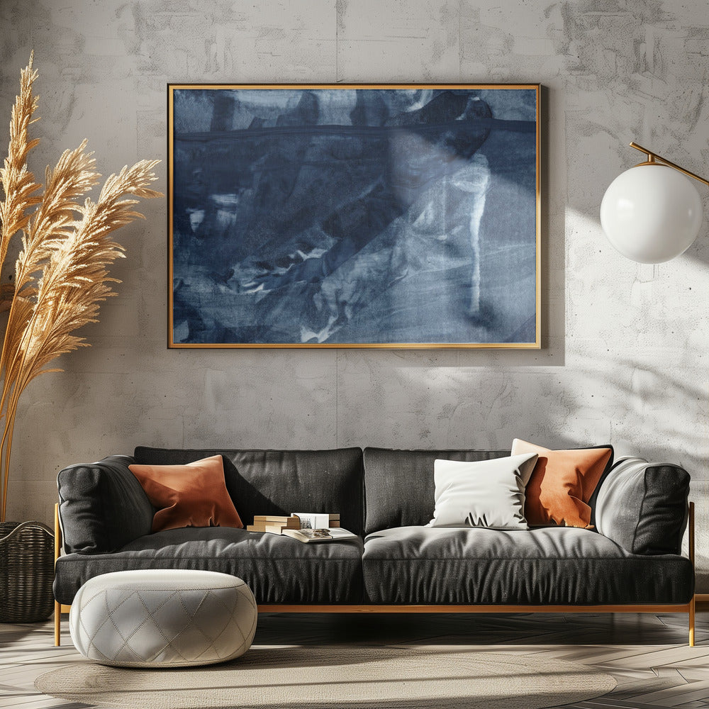 Blue Texture Flowing Vertical Lines | Poster