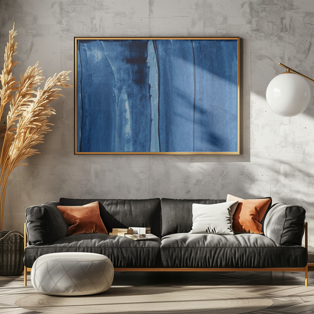 Blue Texture Flowing Vertical Lines | Poster