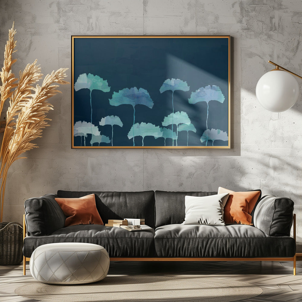Blue Flowers Silhouette | Canvas