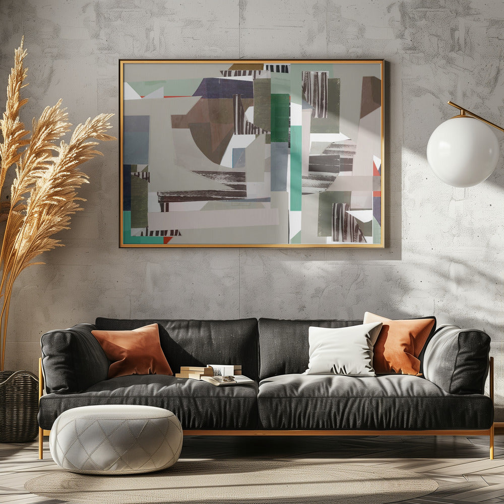 Mint and Blue Hues Abstract Hardedge 4 | Poster