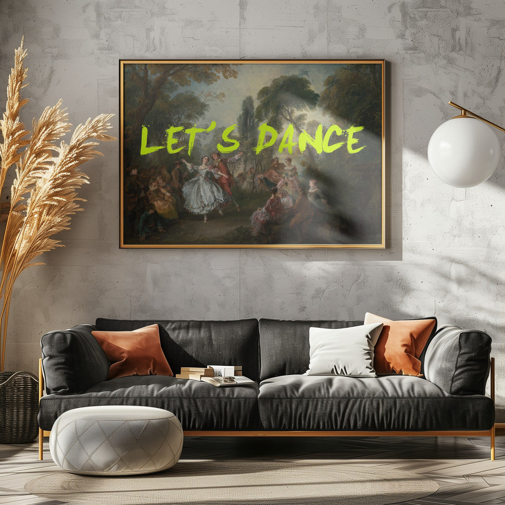 LET&#039;S DANCE NEON YELLOW VINTAGE MAXIMALIST ART | Canvas