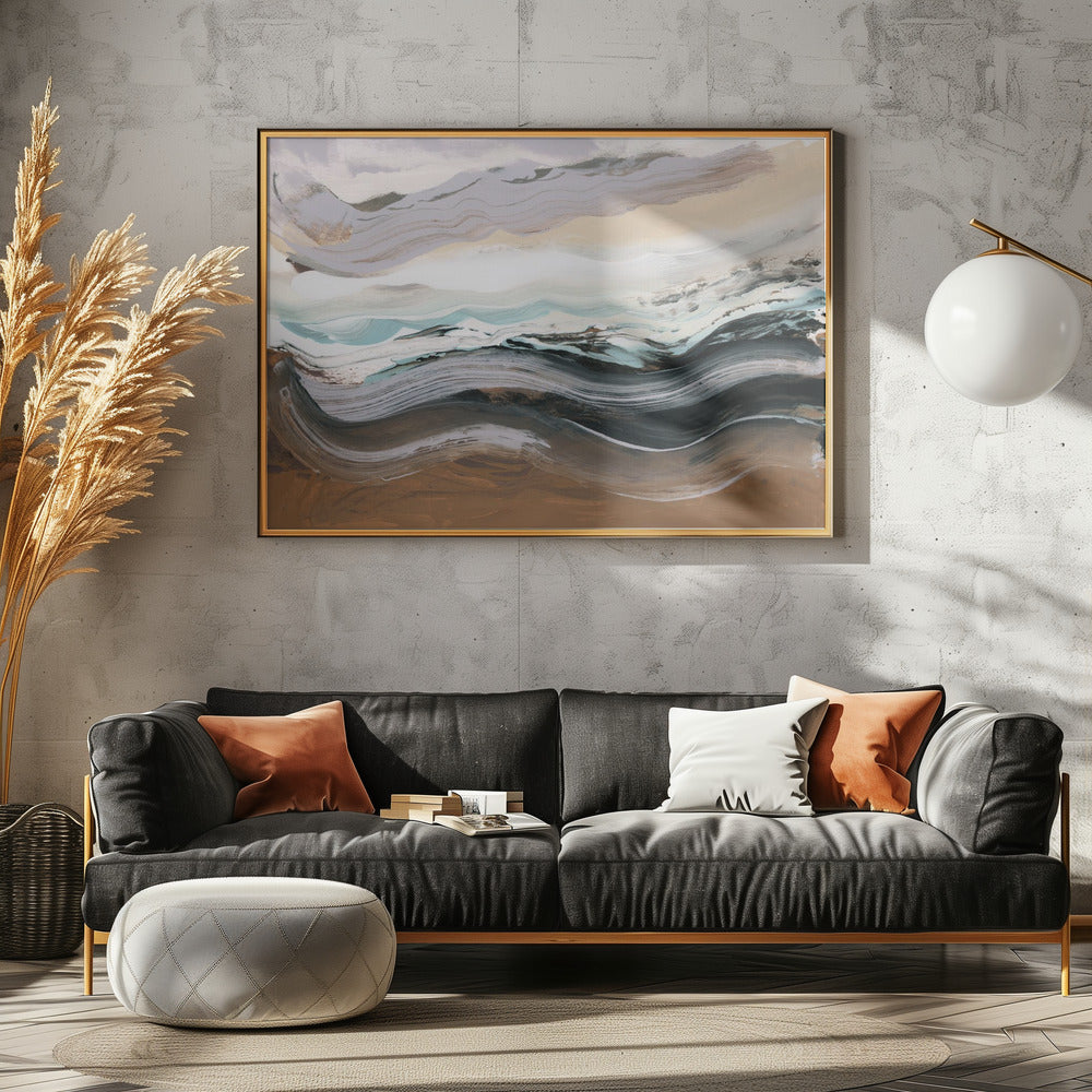 Abstract Landscape Waves Mocha | Canvas