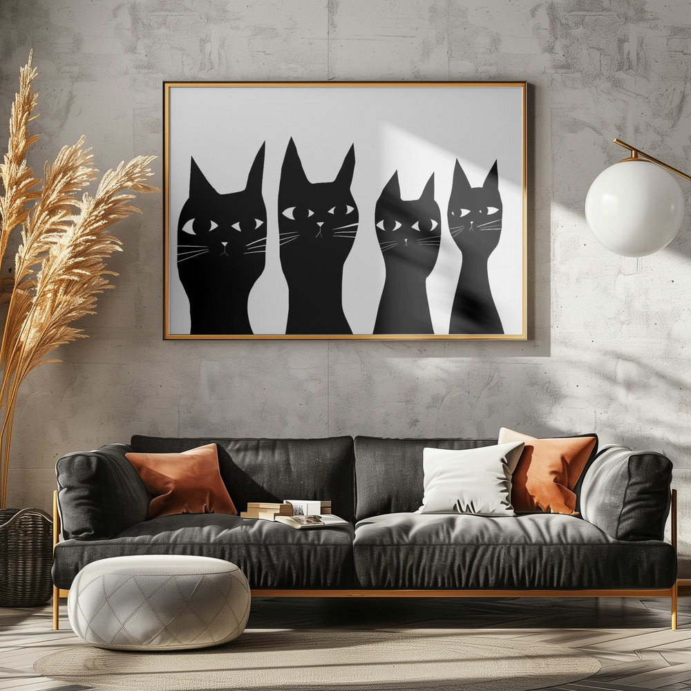 Four black cats | Poster