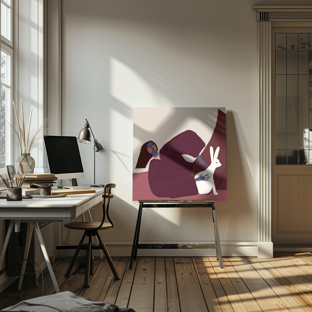 Lady and rabbit | Canvas