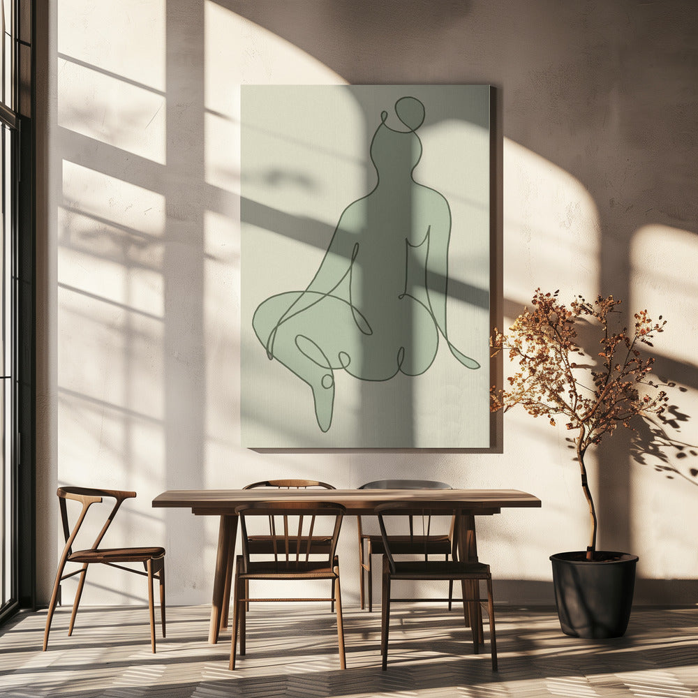 Sitting Down Green | Canvas