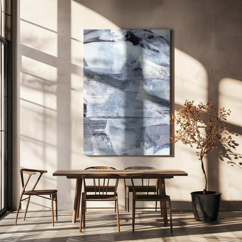 Brushstrokes in Shades of Gray Blue and White | Canvas