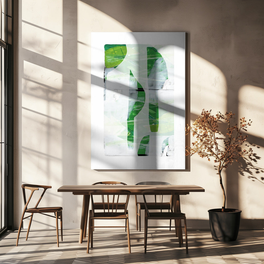 Lime Green Black Abstract No1 | Canvas