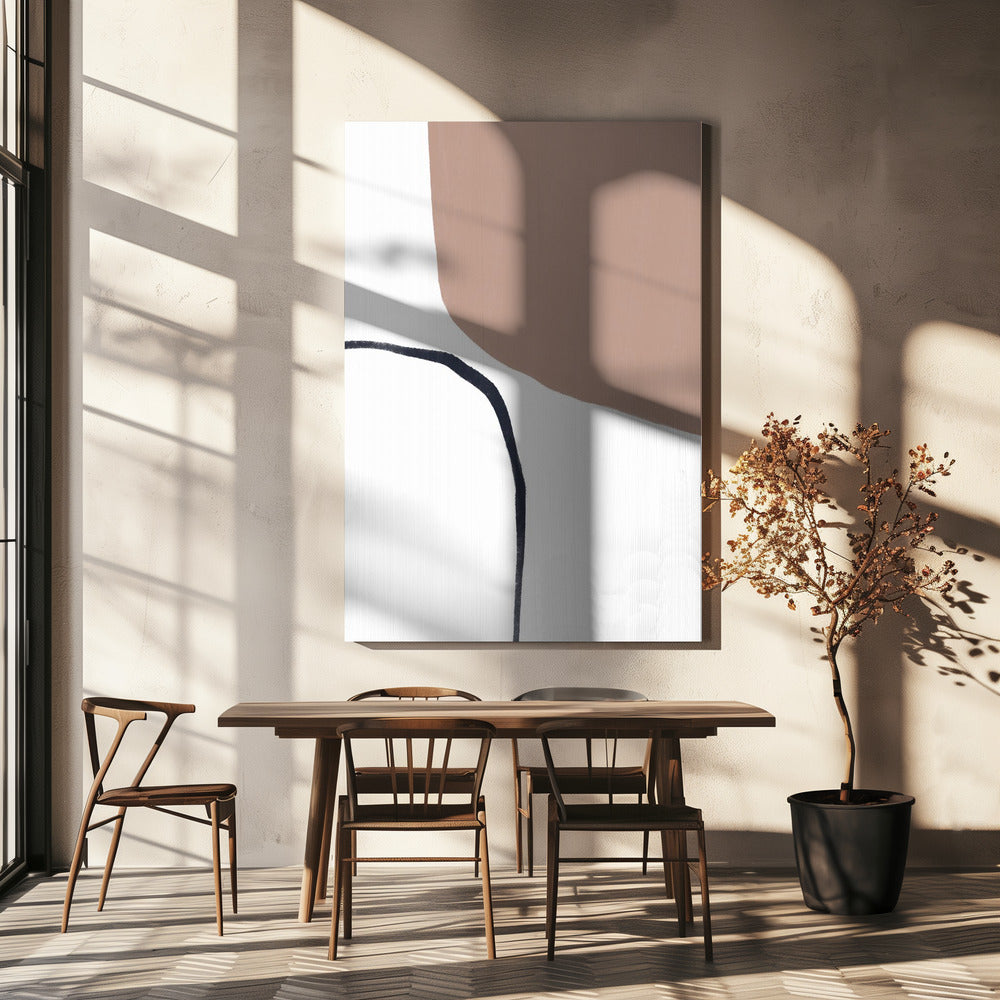 Soft Beige And Black Lines | Canvas