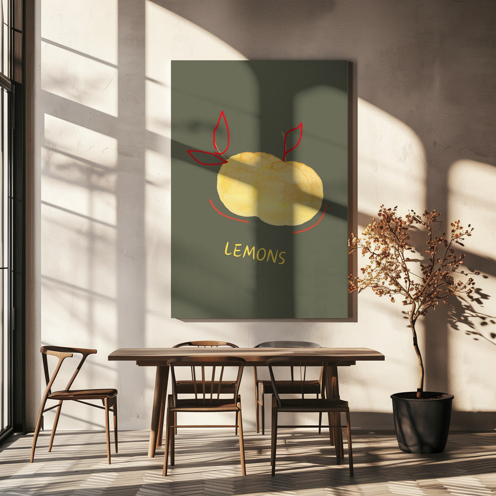 Lemons in Green | Canvas