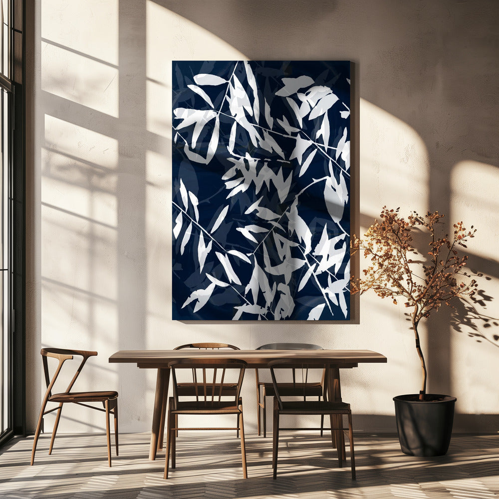 Navy White Bamboo 1 | Canvas