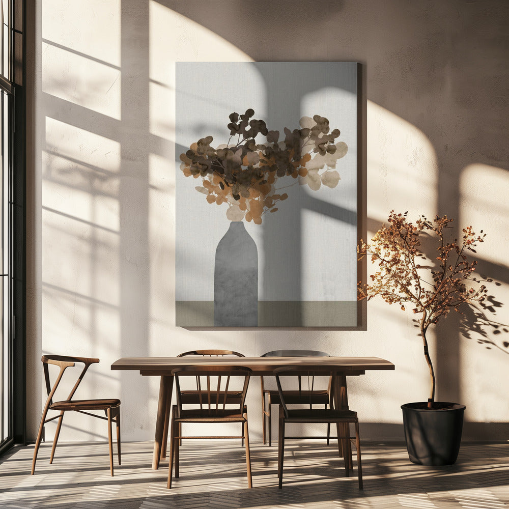 Rust Brown Dried Flowers In Vase On Table 2 | Canvas