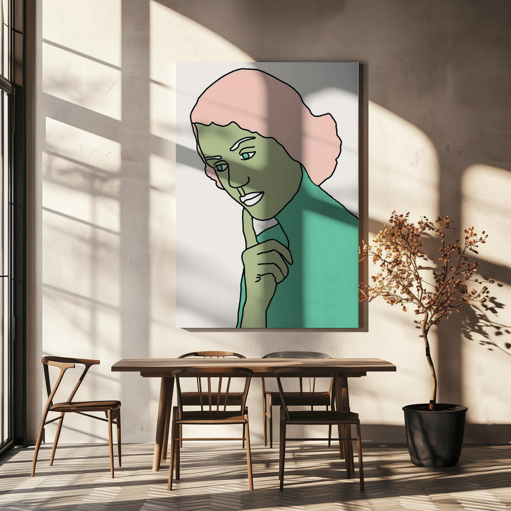 Lady Thinking Green | Canvas