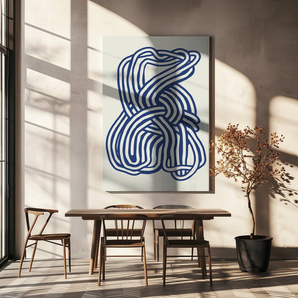 Line art organic shape in blue 02 | Canvas