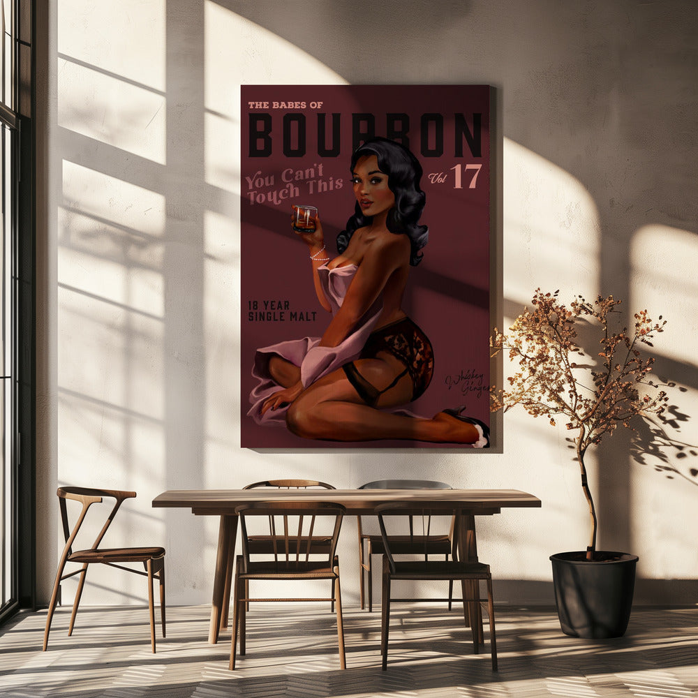 Babes of Bourbon Cant Touch This. Sexy Retro Pin Up Girl Whiskey Art | Canvas