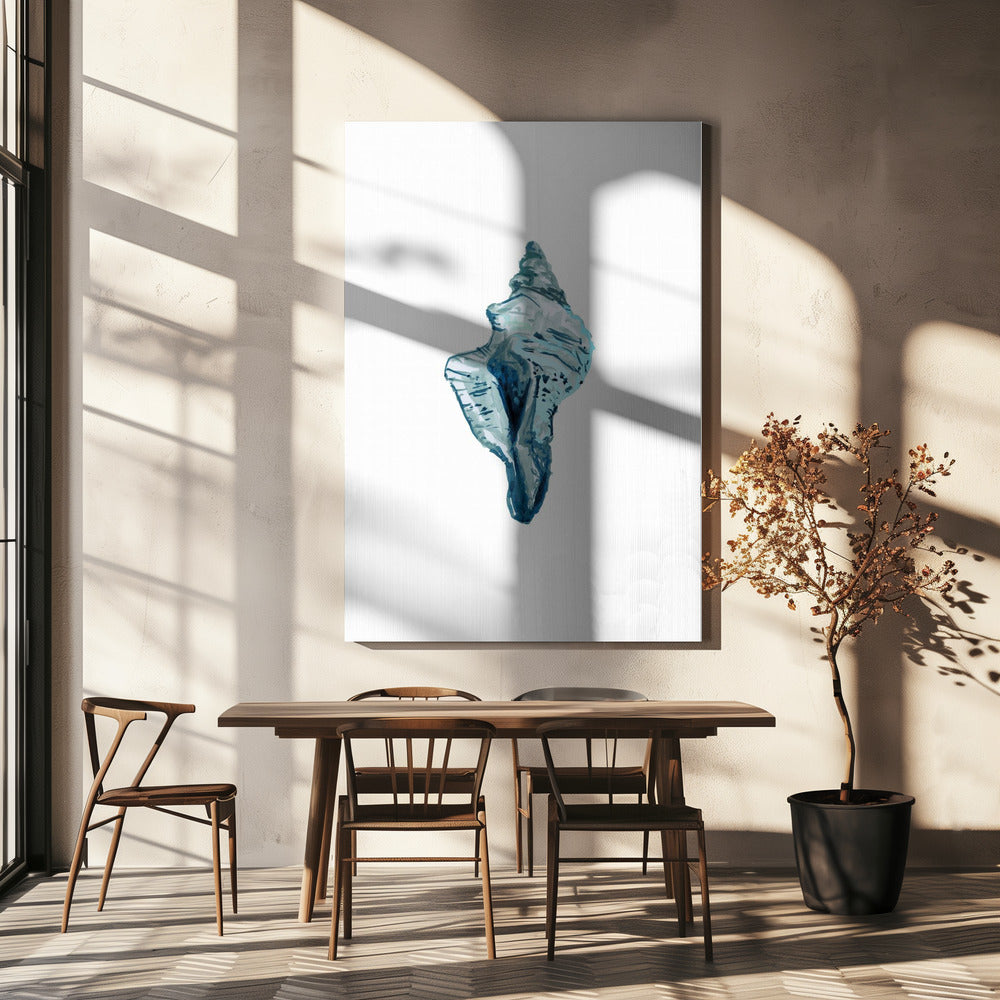 Blue Seashell On White Background No4 | Canvas