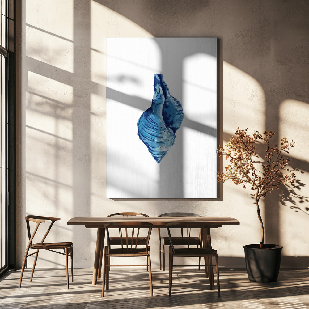 Blue Seashell On White Background No3 | Canvas
