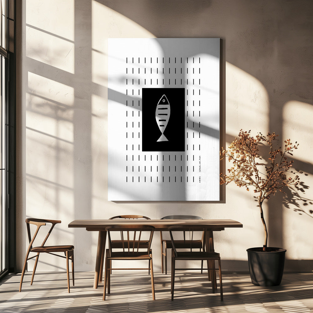 Minimalist Fish In The Rain, Abstract Minimalist Art Print | Canvas