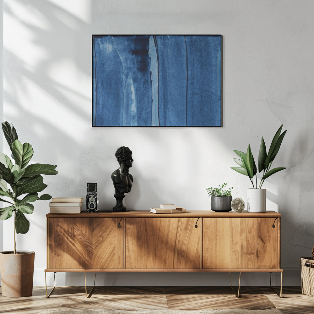 Blue Texture Flowing Vertical Lines | Poster