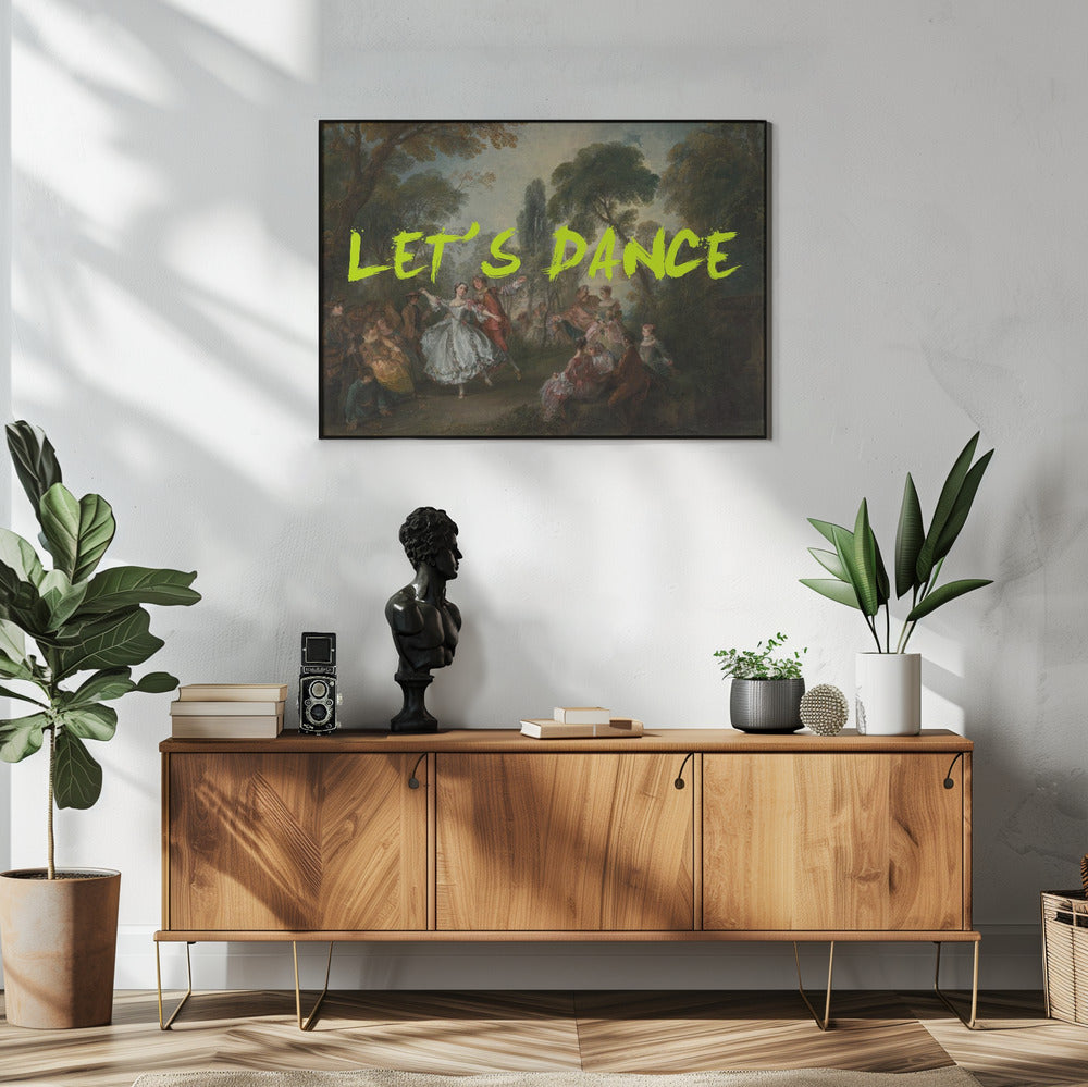 LET&#039;S DANCE NEON YELLOW VINTAGE MAXIMALIST ART | Poster