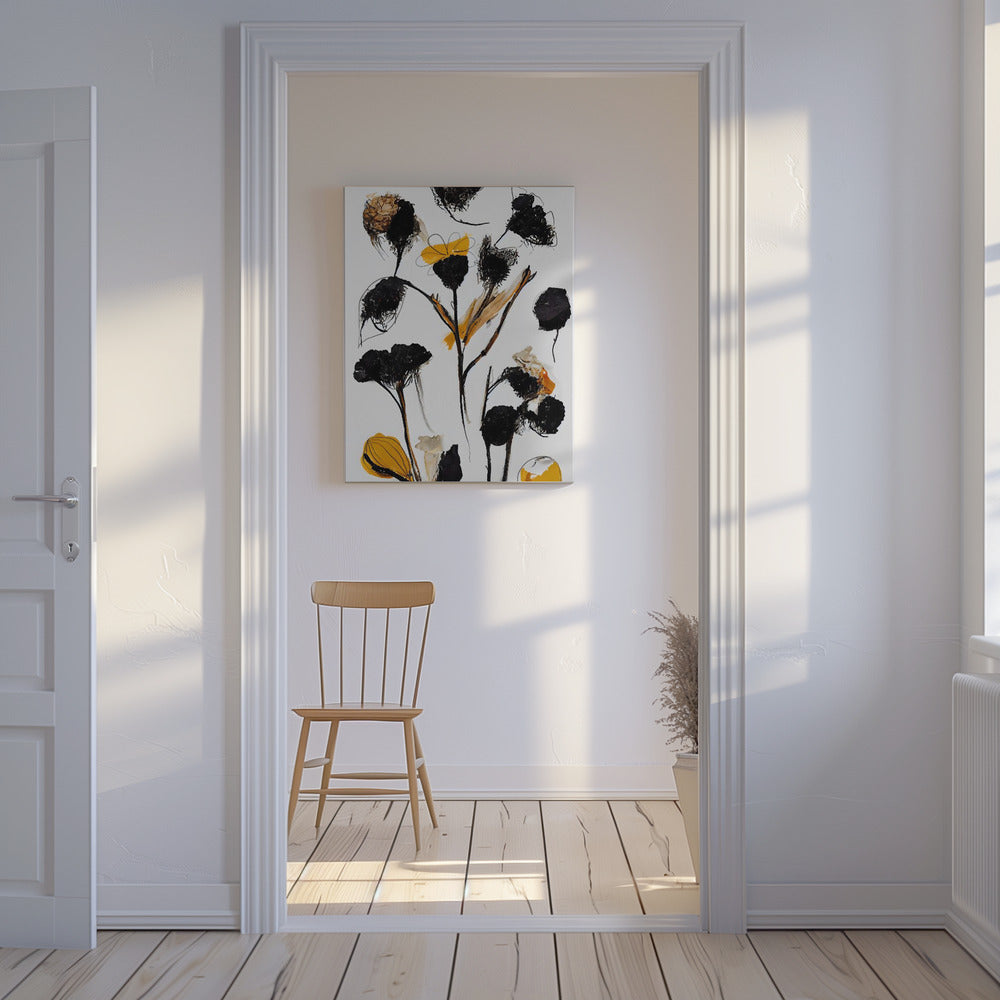 Black Dry Flowers | Canvas