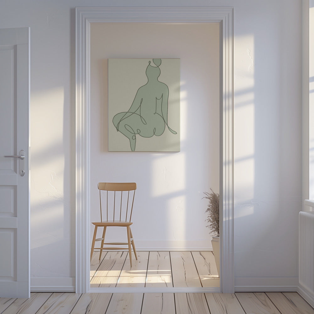 Sitting Down Green | Canvas