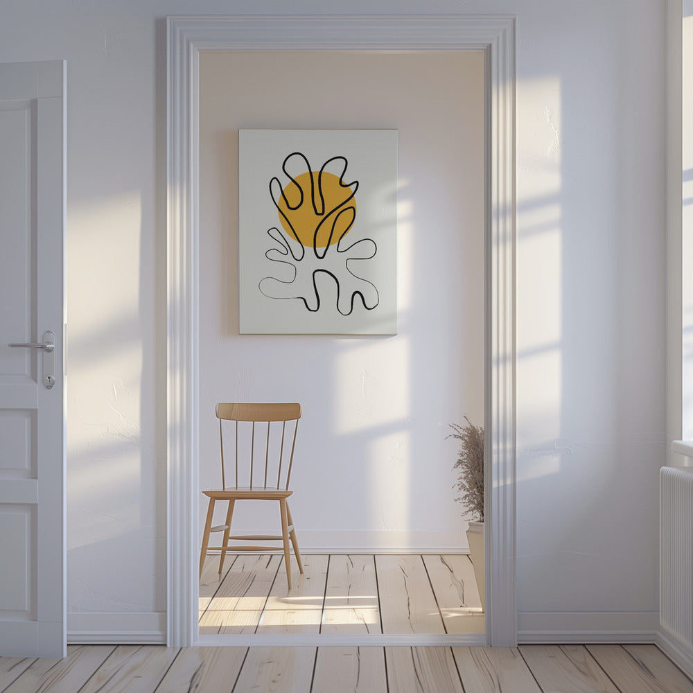 Minimalist Coral and Sun | Canvas