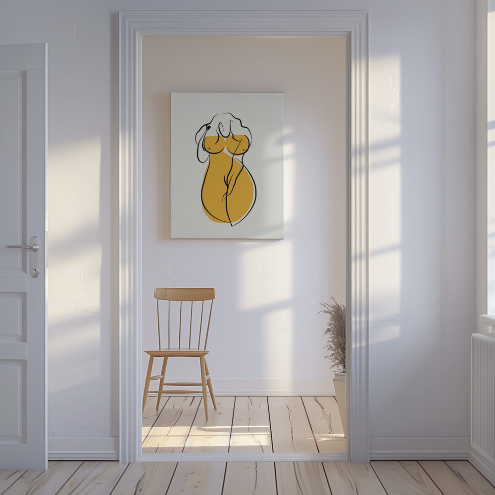 Female Form In Vibrant Yellow | Canvas