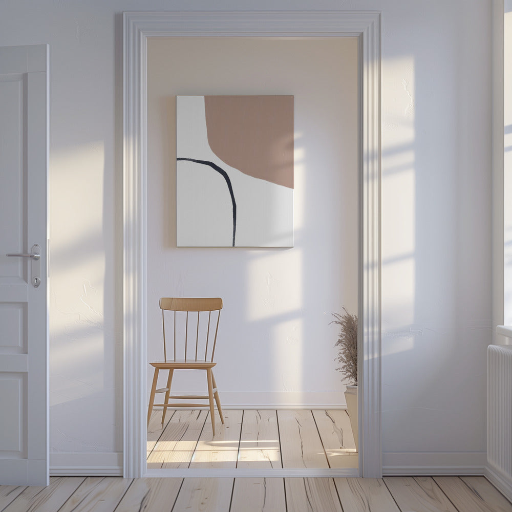 Soft Beige And Black Lines | Canvas