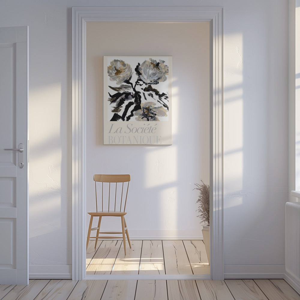 La Société Botanique Black, White and Cream Flowers | Canvas