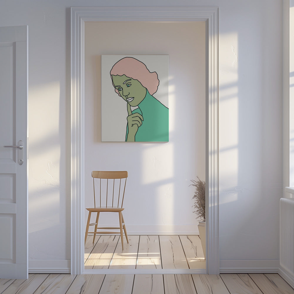 Lady Thinking Green | Canvas