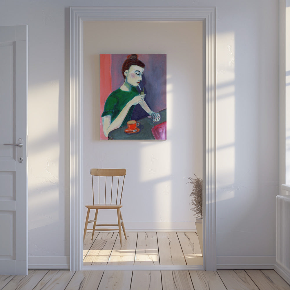 Lady lighting cigarette | Canvas