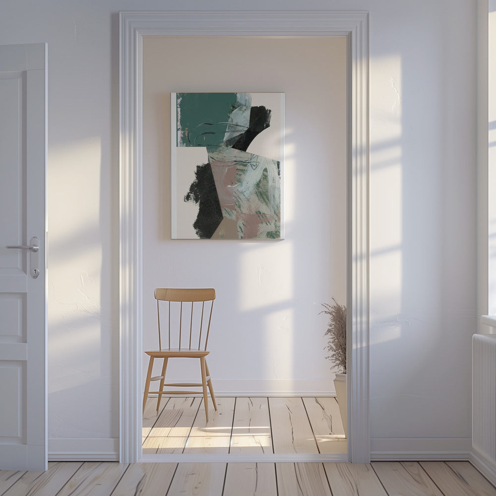 Green Peach Neutral Black Abstract 1 | Canvas