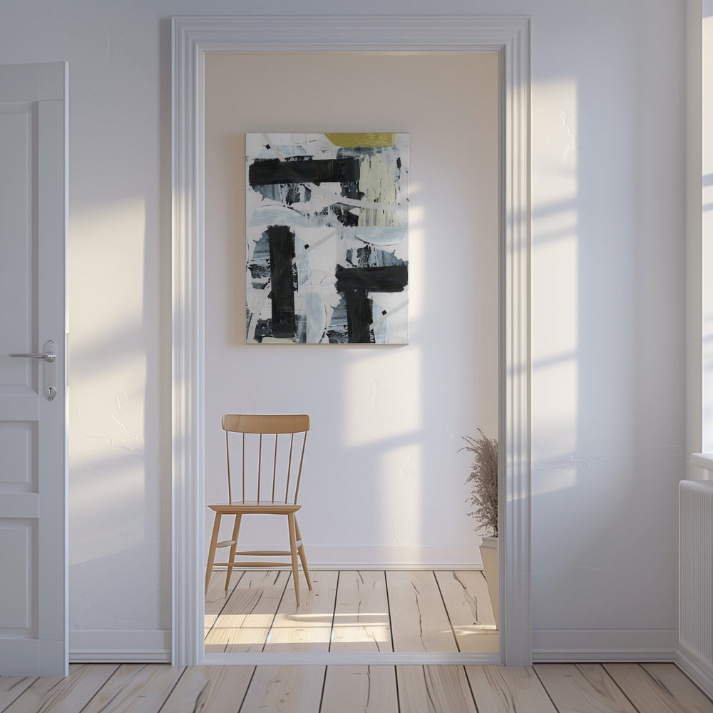 Black and White and Gold Abstract 1 | Canvas