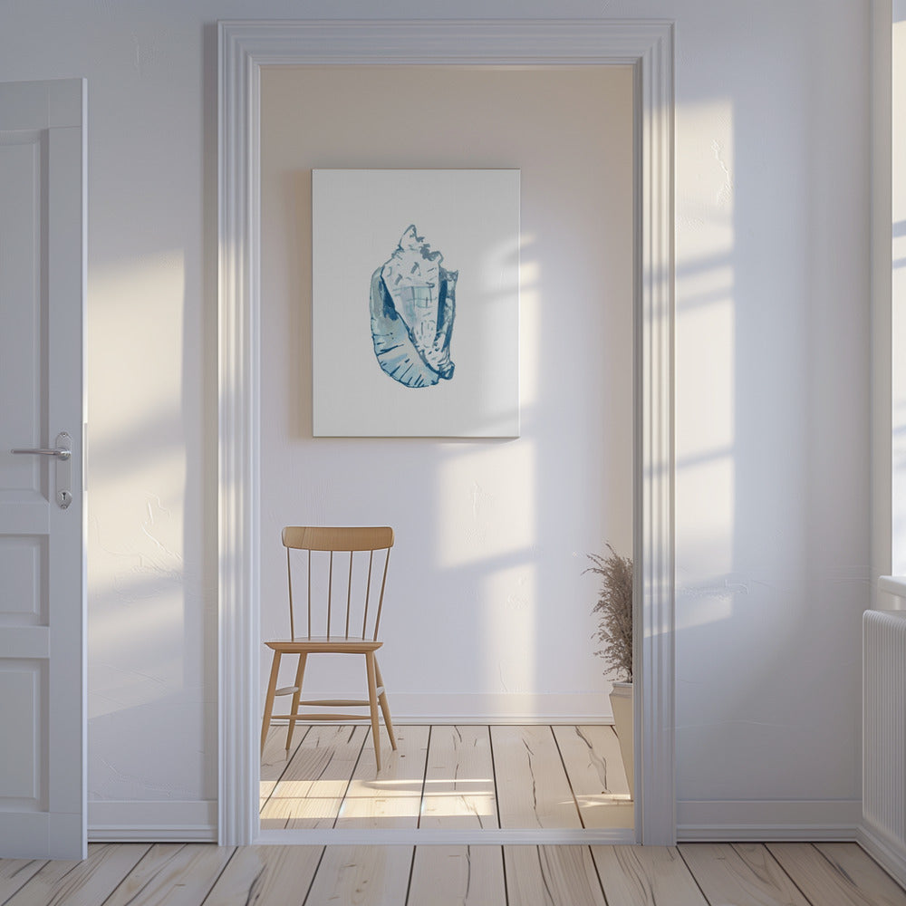 Blue Seashell On White Background No6 | Canvas