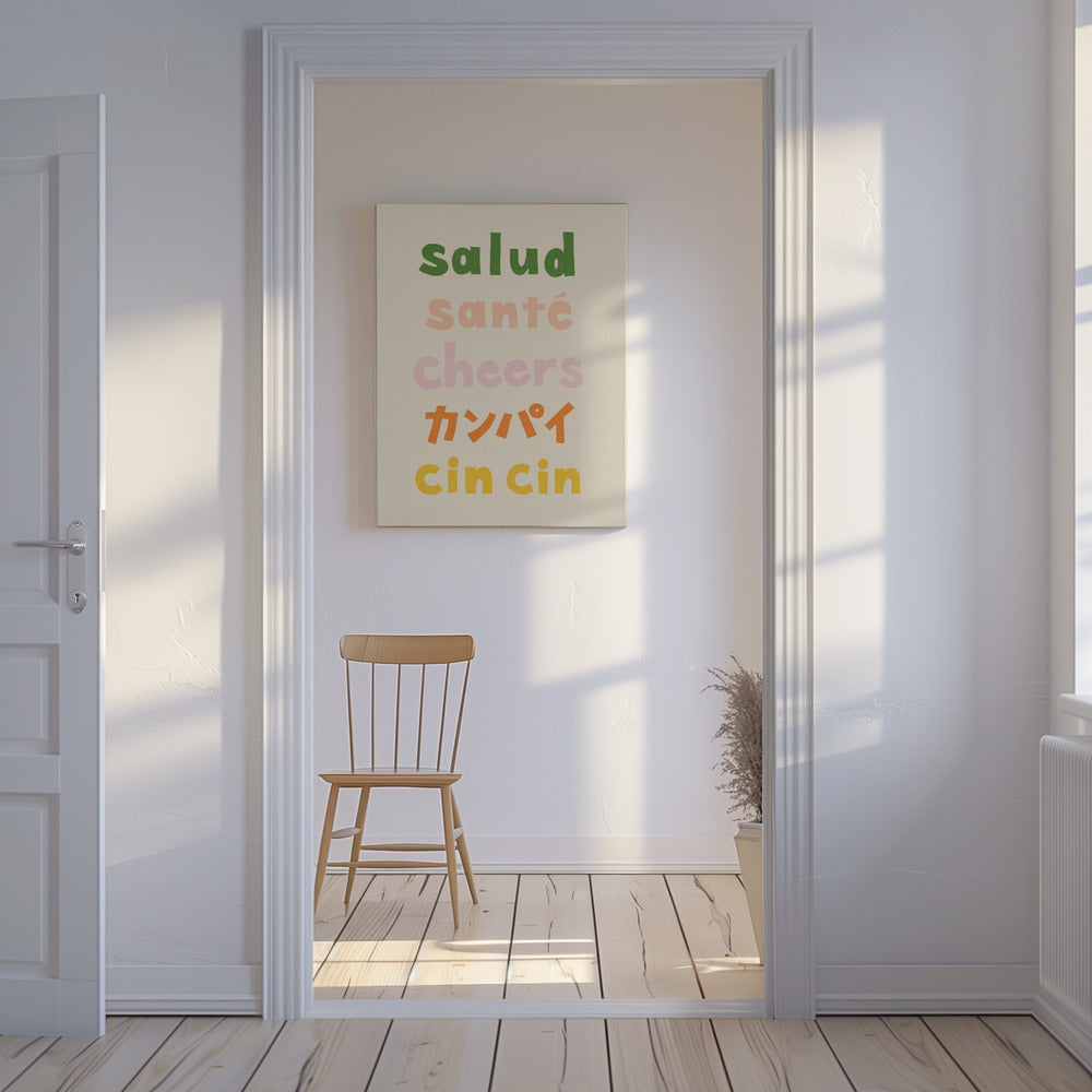 Cheers Typography - Salud Santé Cheers Kanpai Cin cin | Canvas