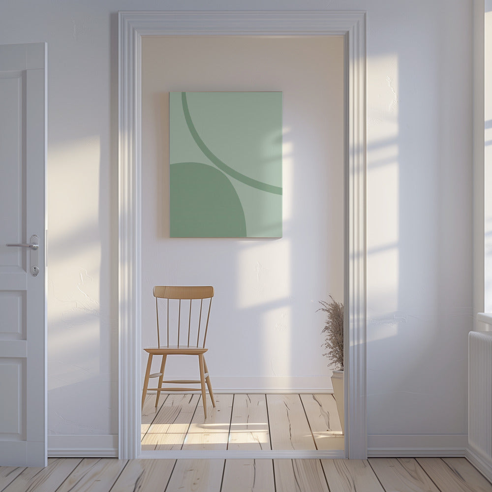 Serene Green Curves | Canvas