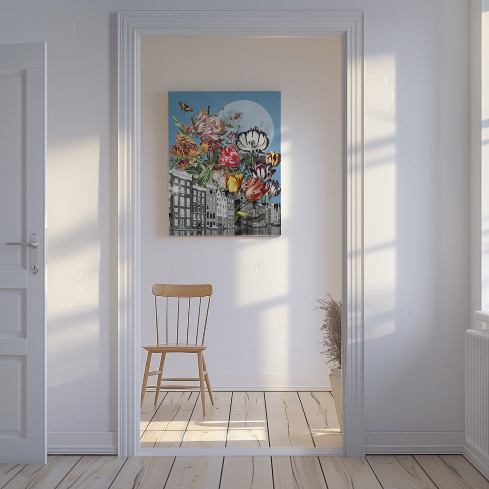 Vibrant Tulips And Intricate Butterflies | Canvas