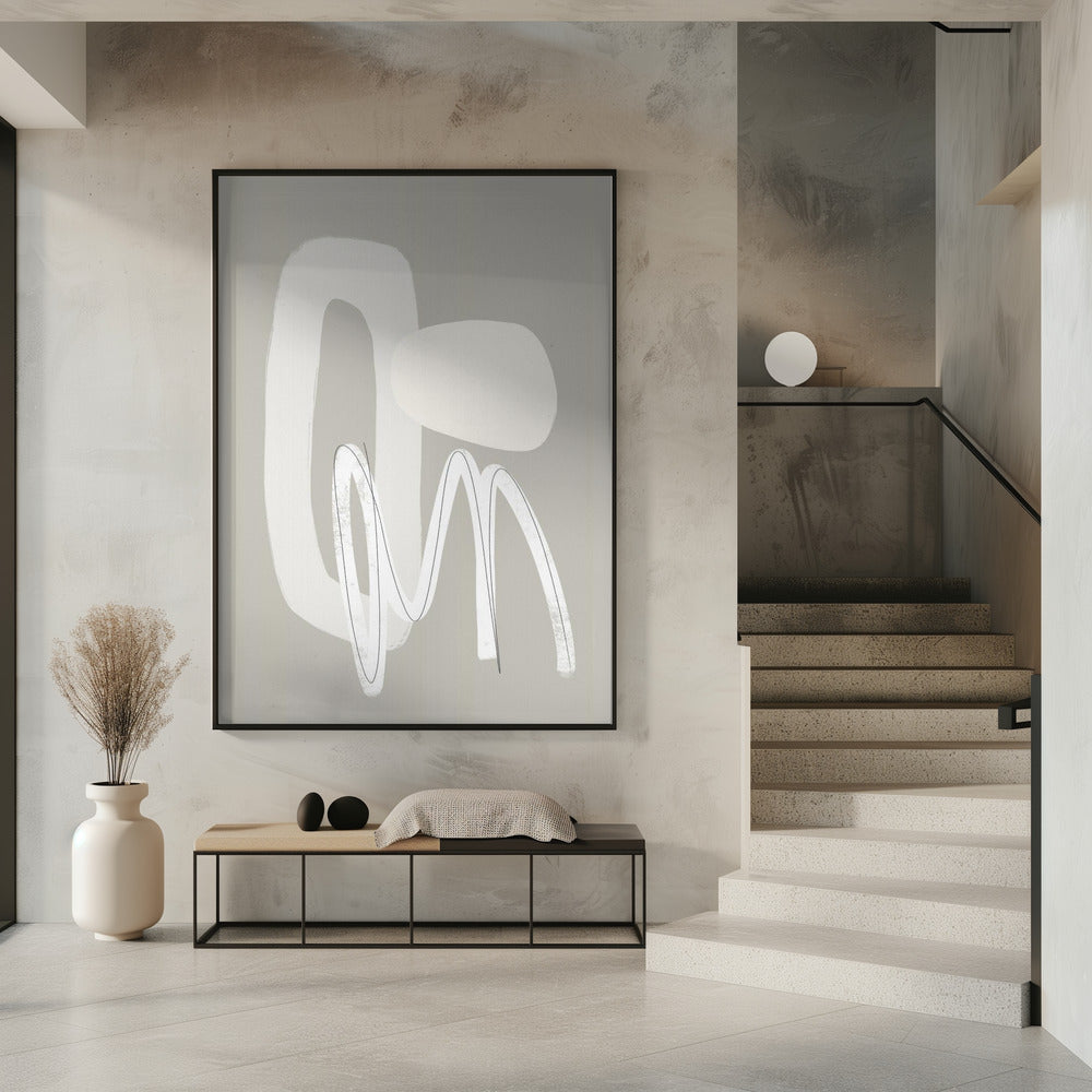 Flowing Curves and Shapes in Neutral Tones | Poster
