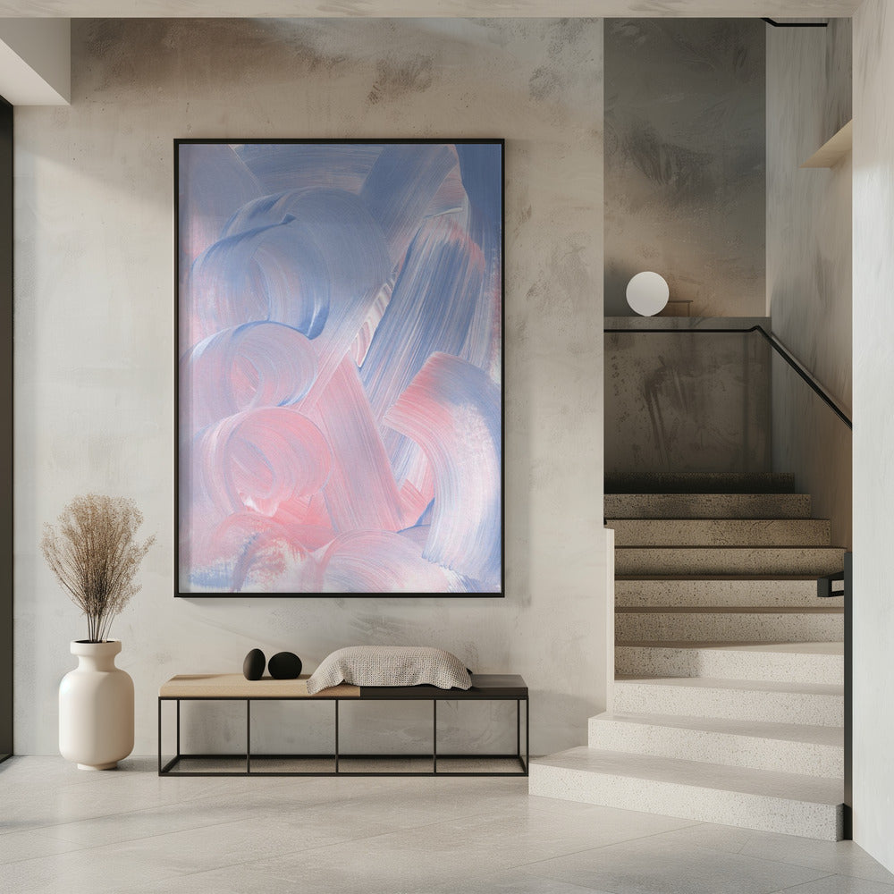 Pastel Brushstrokes In Blue And Pink Hues | Poster