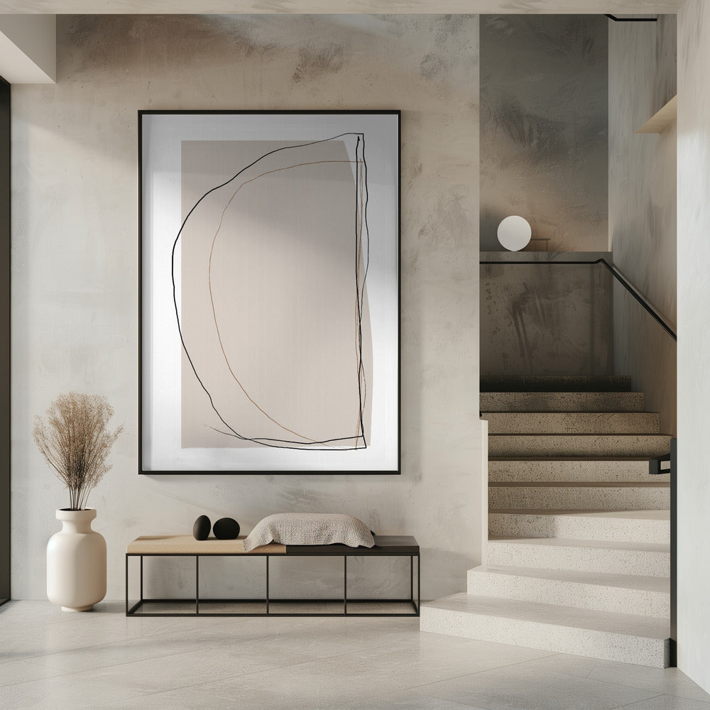 Elegant Line Art On A Neutral Beige Background | Poster