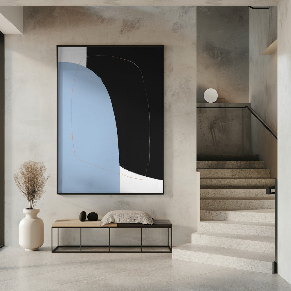 Overlapping Black And Blue Shapes | Poster