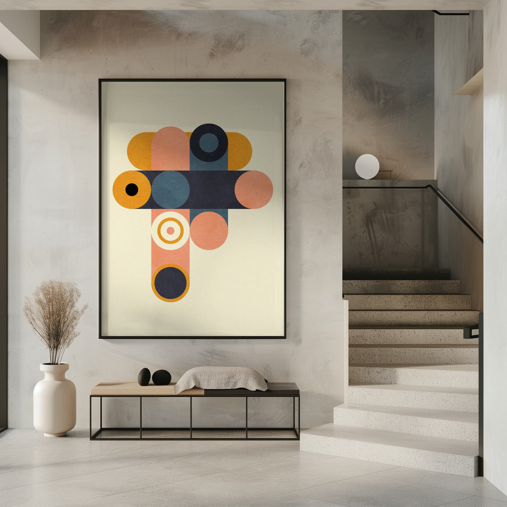 Rainbow Plus Shapes  Blue Mustard8 | Poster
