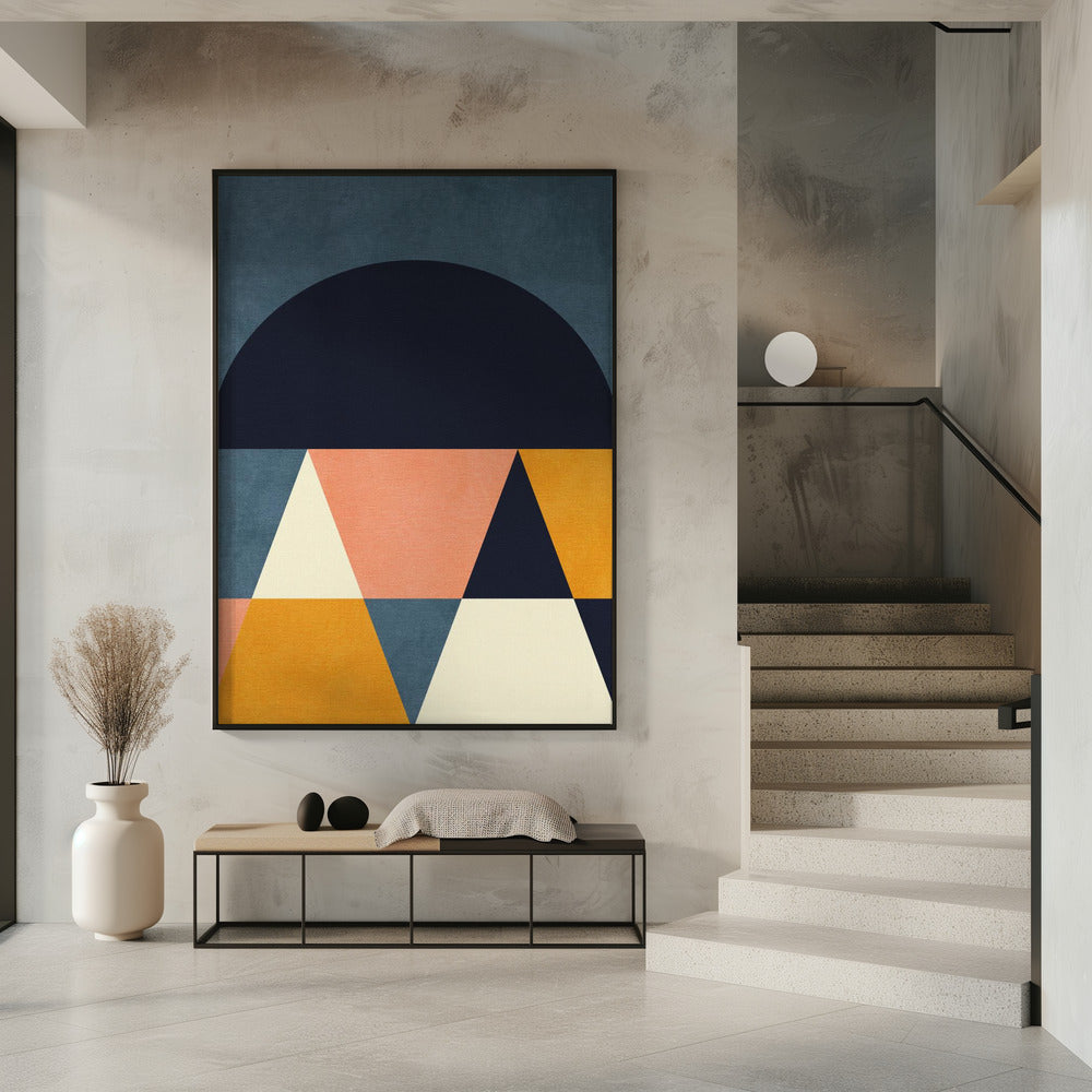 Rainbow Plus Shapes  Blue Mustard4 | Poster