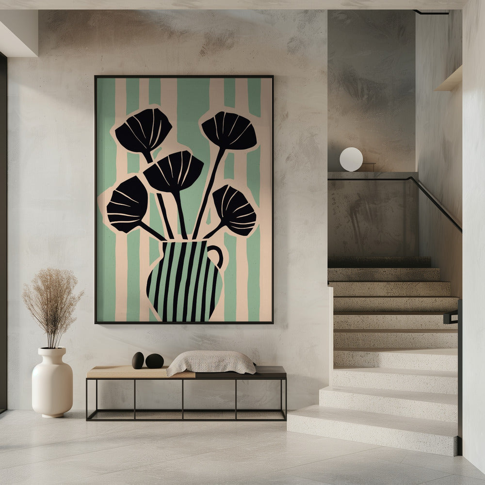 Striped Blooms Vase | Poster