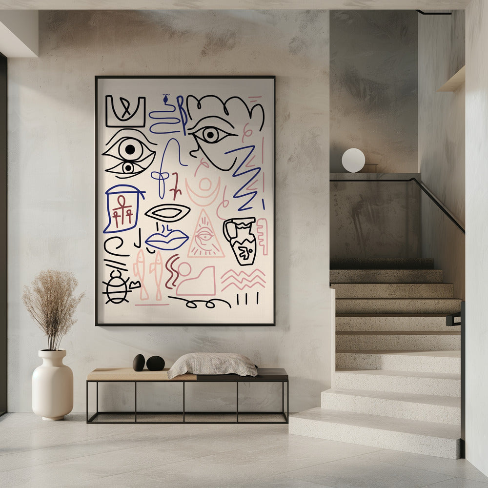 Line Art Cave Drawing | Poster