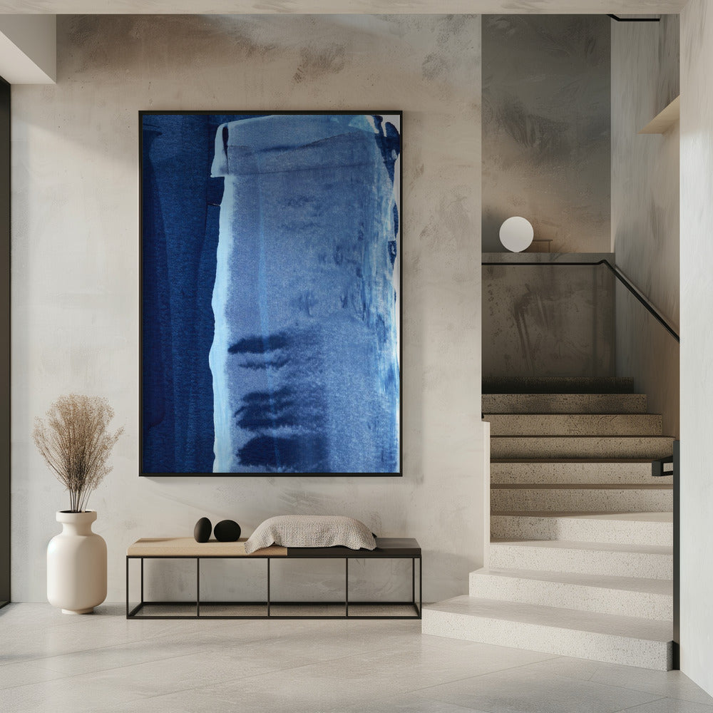 Blue Texture Flowing Vertical Lines | Poster