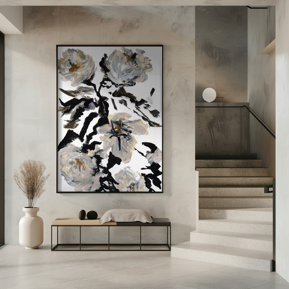 Le Jardin Botanique Black and White Flower | Poster