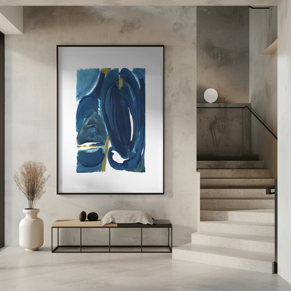 Navy Gold Abstract 1 | Poster